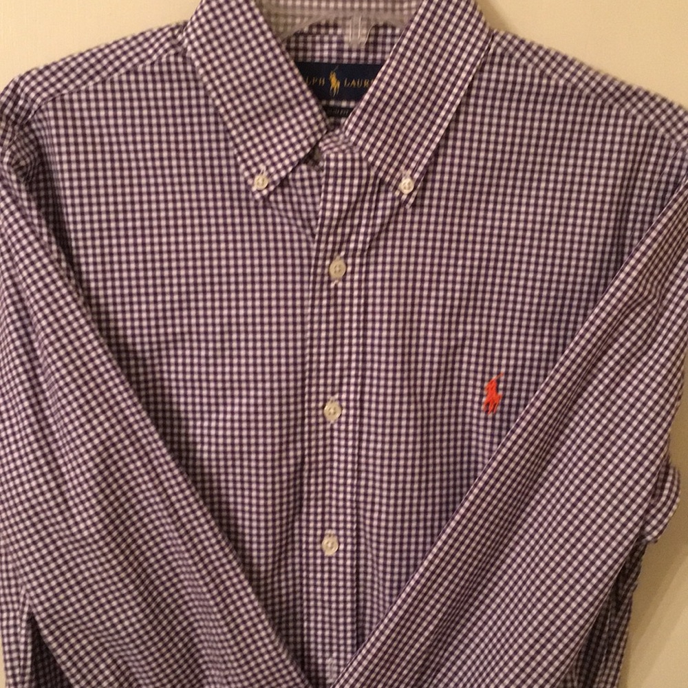 Men’s purple and white plaid shirt - Ralph Lauren
